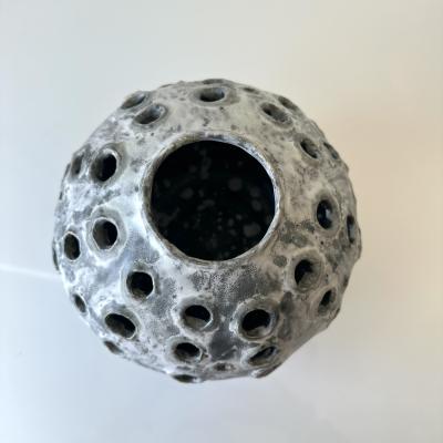 Grey and White Moonvase with Decorative Openings by Aram C 