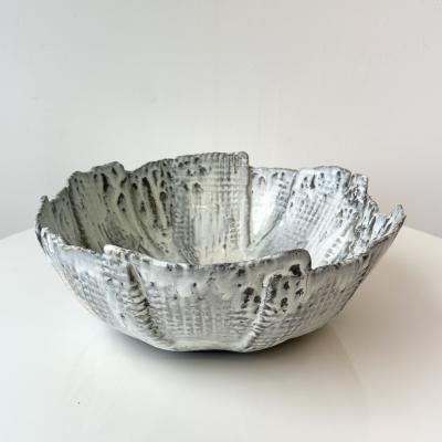 Grey and White Patterned and Textured Bowl by Aram C 