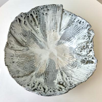 Grey and White Patterned and Textured Bowl by Aram C 