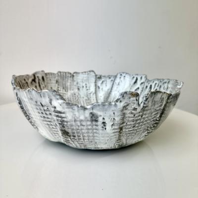 Grey and White Patterned and Textured Bowl by Aram C 