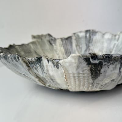 Grey and White Patterned and Textured Centerpiece Bowl by Aram C