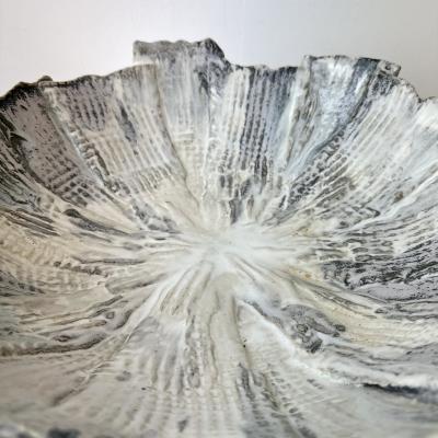 Grey and White Patterned and Textured Centerpiece Bowl by Aram C