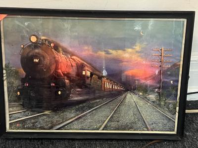 Grif Teller ILLUMINATED ART DECO TRAIN DIORAMA PRINT BY GRIF TELLER