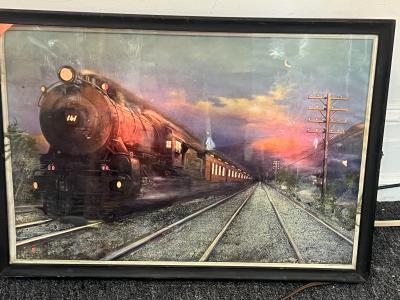 Grif Teller ILLUMINATED ART DECO TRAIN DIORAMA PRINT BY GRIF TELLER