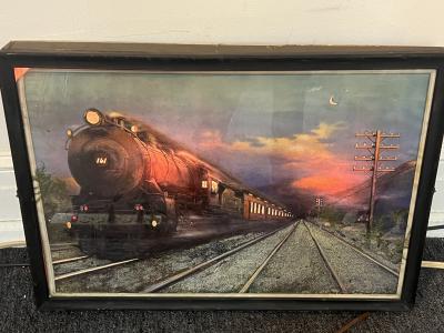 Grif Teller ILLUMINATED ART DECO TRAIN DIORAMA PRINT BY GRIF TELLER