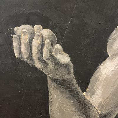 Grisalla Nude of an Athlete Oil on Canvas 19th century