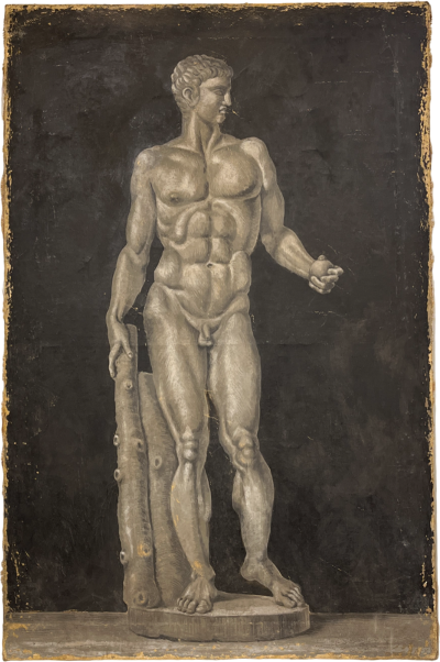 Grisalla Nude of an Athlete oil on canvas 19th century XIX