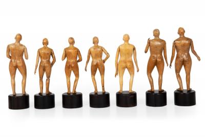 Group of 15 Carved Wood Sculpture Figural Studies or Artist Models 20th Century