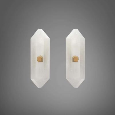 Group of Four Diamond Form Rock Crystal Sconces by Phoenix