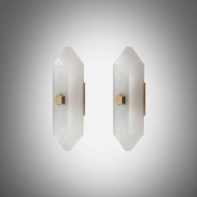 Group of Four Diamond Form Rock Crystal Sconces by Phoenix