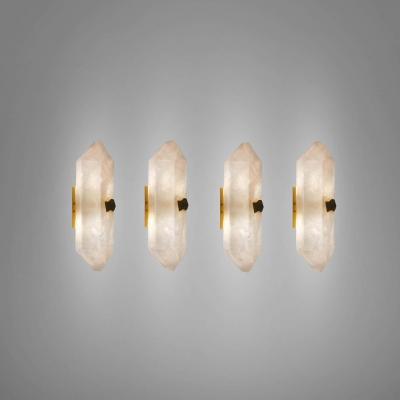Group of Four Diamond Form Rock Crystal Sconces by Phoenix