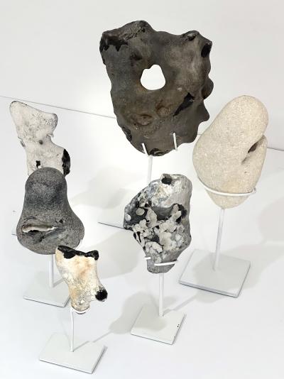 Group of Mounted Natural Sea Stone Specimens from Denmark