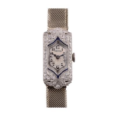 Gruen Platinum Diamond and Sapphire Wrist Watch