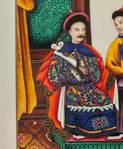 Guangzhou Cantonese Painting of Chinese Aristocrats with Attendants circa 1860