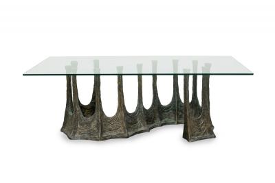 Guarda Organic S Shaped Sculptural Bronzed and Glass Dining Conference Table
