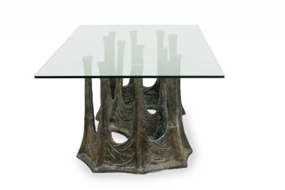 Guarda Organic S Shaped Sculptural Bronzed and Glass Dining Conference Table