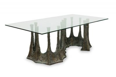 Guarda Organic S Shaped Sculptural Bronzed and Glass Dining Conference Table