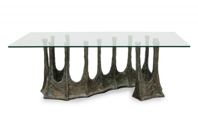 Guarda Organic S Shaped Sculptural Bronzed and Glass Dining Conference Table