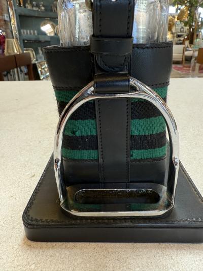 Gucci Inspired Leather Crystal Desk Set Italy 1970s