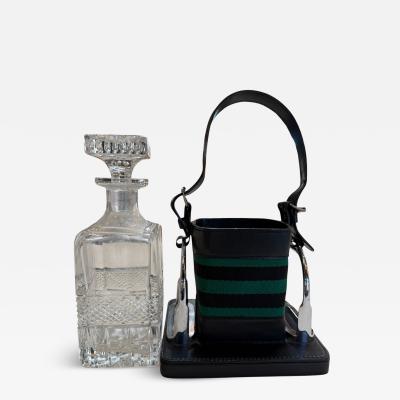Gucci Inspired Leather Crystal Desk Set Italy 1970s