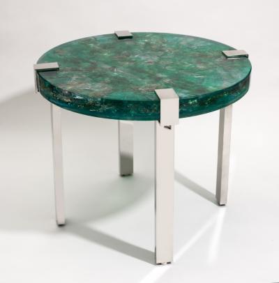 Gueridon in resin and nickel plated brass