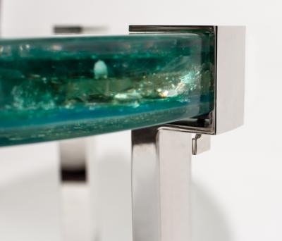 Gueridon in resin and nickel plated brass