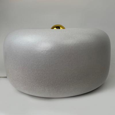 Guerrino Tramonti Mid Century Modern White Enameled Stoneware Round Table Lamp by G Tramonti