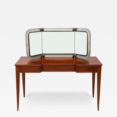 Guglielmo Pecorini Rare Vanity Table with Venini Folding Mirror Model No 21 by Guglielmo Pecorini