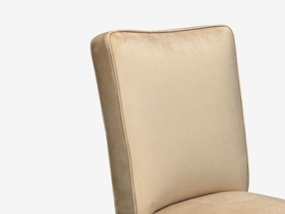 Guglielmo Pecorini Stained Wood Beige Velvet Low Lounge Chair Italy 1950s