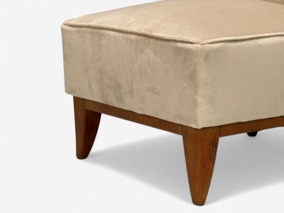 Guglielmo Pecorini Stained Wood Beige Velvet Low Lounge Chair Italy 1950s