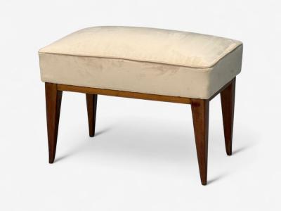 Guglielmo Pecorini Stained Wood Beige Velvet Ottoman Italy 1950s