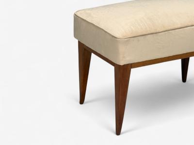 Guglielmo Pecorini Stained Wood Beige Velvet Ottoman Italy 1950s