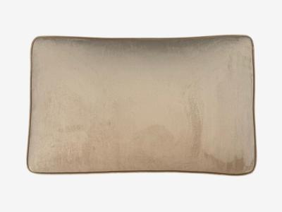 Guglielmo Pecorini Stained Wood Beige Velvet Ottoman Italy 1950s