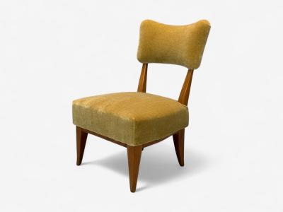 Guglielmo Pecorini Stained Wood Camel Mohair Low Lounge Chair Italy 1950s
