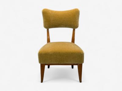 Guglielmo Pecorini Stained Wood Camel Mohair Low Lounge Chair Italy 1950s