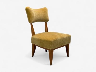 Guglielmo Pecorini Stained Wood Camel Mohair Low Lounge Chair Italy 1950s
