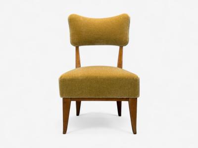 Guglielmo Pecorini Stained Wood Camel Mohair Low Lounge Chair Italy 1950s