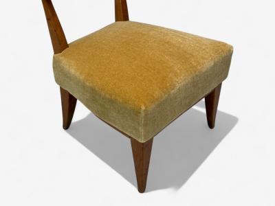 Guglielmo Pecorini Stained Wood Camel Mohair Low Lounge Chair Italy 1950s