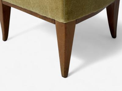 Guglielmo Pecorini Stained Wood Camel Mohair Low Lounge Chair Italy 1950s