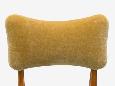 Guglielmo Pecorini Stained Wood Camel Mohair Low Lounge Chair Italy 1950s