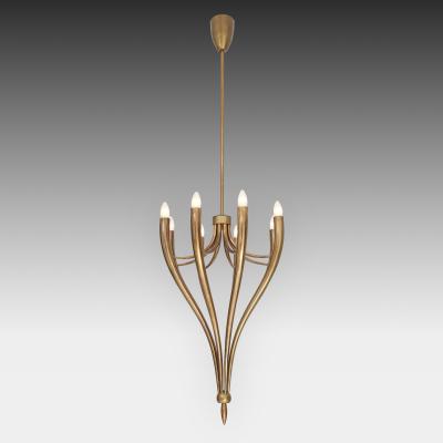 Guglielmo Ulrich Brass Eight Arm Chandelier by Guglielmo Ulrich
