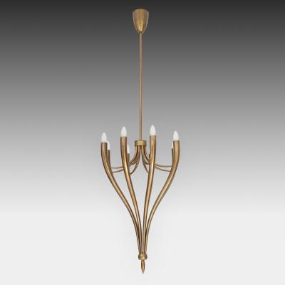 Guglielmo Ulrich Brass Eight Arm Chandelier by Guglielmo Ulrich