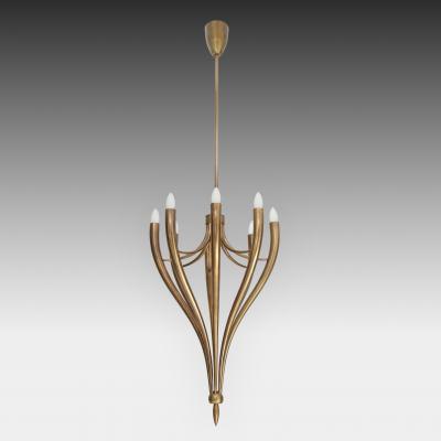 Guglielmo Ulrich Brass Eight Arm Chandelier by Guglielmo Ulrich