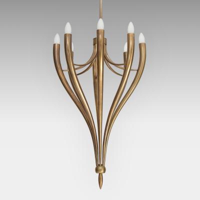 Guglielmo Ulrich Brass Eight Arm Chandelier by Guglielmo Ulrich