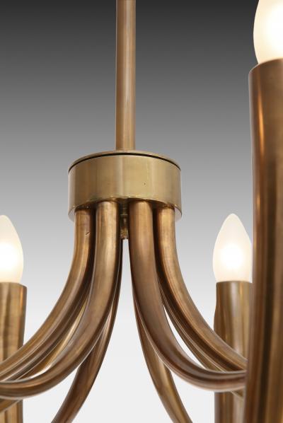 Guglielmo Ulrich Brass Eight Arm Chandelier by Guglielmo Ulrich