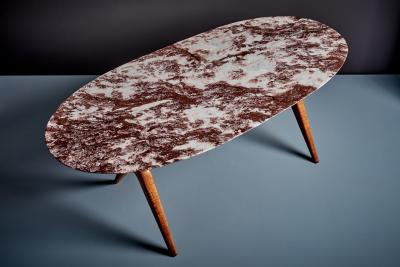 Guglielmo Ulrich Dining Table with oval Marble Top attributed to Guglielmo Ulrich