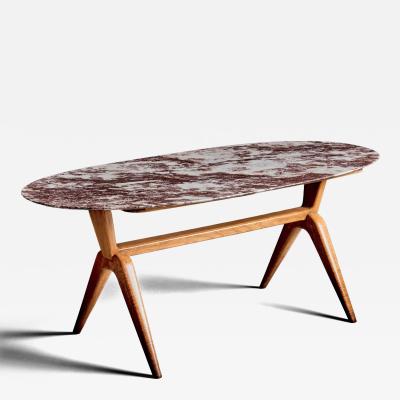 Guglielmo Ulrich Dining Table with oval Marble Top attributed to Guglielmo Ulrich
