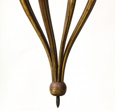 Guglielmo Ulrich Eight Arm Patinated Brass Chandelier by Guglielmo Ulrich Italy c 1950