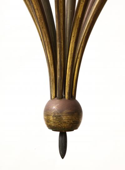 Guglielmo Ulrich Eight Arm Patinated Brass Chandelier by Guglielmo Ulrich Italy c 1950