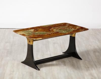 Guglielmo Ulrich Guglielmo Ulrich Walnut Agate and Brass Coffee Table Italy circa 1950